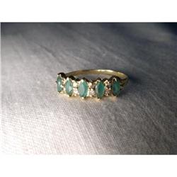 Estate 14K YG Emerald Diamond Stacking Band #1448059