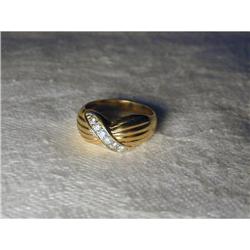 Estate 14K YG Gold Diamond Swirl Ring Band #1448075