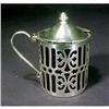 Image 1 : Sterling Silver Condiment Pot Ruby Glass liner #1448210