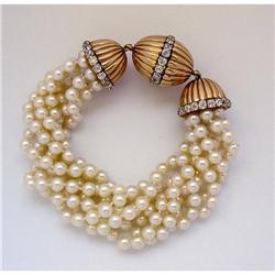 Pearl and Diamond Gold Bracelet #1448311