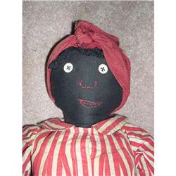 Large Black cotton stuffed doll  button eyes #1468918