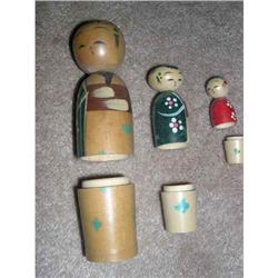 Early Japan Stack  Nesting Wooden Dolls #1468996