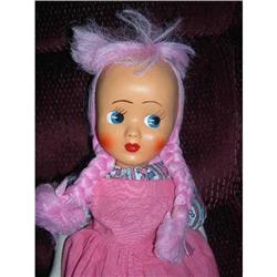 16" Pink Hair Girl Doll England sticker on foot#1469001