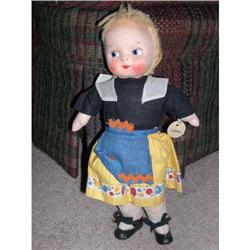 Cloth doll mask face with yarn hair #1469092