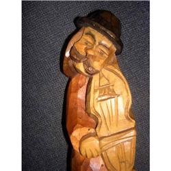 10" Handcarved Wooden Man W/ Violin Stamped #1469102