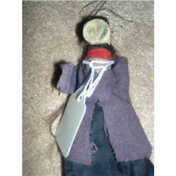 Unusual Turkey doll covered cloth head, wood #1469114