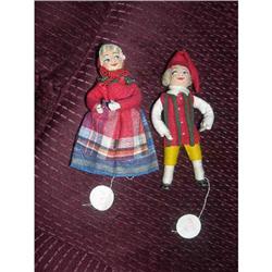 4" Cloth International Doll Pair W/ Metal Hands#1469134
