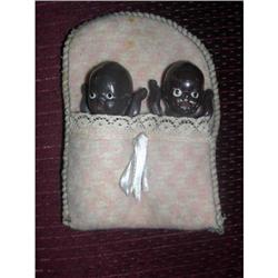 3.5" Black bisque twins in blanket #1469147