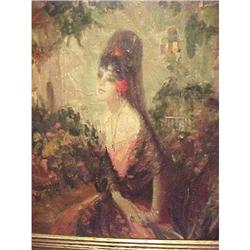 Antique Impressionist Painting Spanish Beauty #1469380