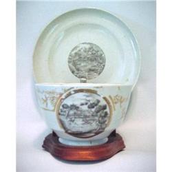 Chinese Export Cup/Saucer, Rare Jousting Scene #1469385