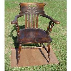 Antique Desk Armchair Carved Mahogany American #1469386