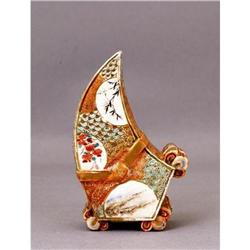 Meiji Japanese Satsuma Eggplant Censer Box Kogo#1469396