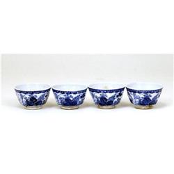 4 Old Japanese Blue & White Imari Seto Sake #1469399