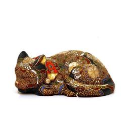 Old Japanese Kutani Moriage Sleeping Cat Neko #1469407