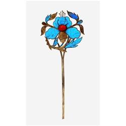19C Chinese Kingfisher Feather Hair Pin  #1469412