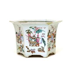 Lg Old Chinese Famille Rose Hex Planter #1469415