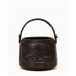Old Japanese Bronze Relief Bucket for Tea #1469428