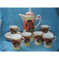 Porcelain Chocolate Pot w/ 6 Cups and Saucers #1469495