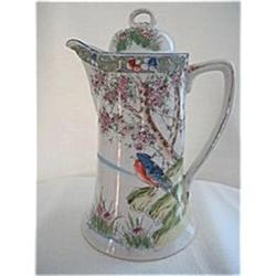 Hand Painted Bird Porcelain Chocolate Pot #1469496