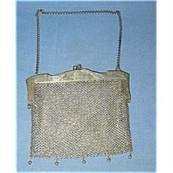 German Silver Mesh Bag with Initials #1469505