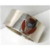 Image 1 : STERLING NAPKIN RING INLAID AGATE THISTLE #1474749