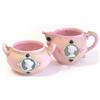 Image 1 : Pink Jasperware Jeweled Sugar Bowl & Creamer #1475088