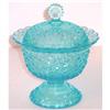 Image 1 : Daisy & Button Pressed Blue Glass Candy Jar #1475126