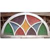 Image 1 : Antique Stained Color Glass Half Round Window #1475322