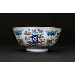 19C Chinese Famille Rose Bowl w Lotus Mk #1475453