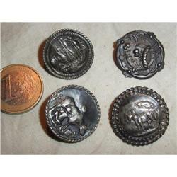 4 antique silver buttons #1475582