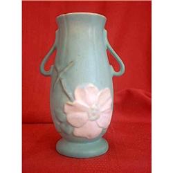 Weller Vase Green With Pink Flower #1475806