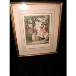 French Lithograph Hand Colored 19th Century #1487851