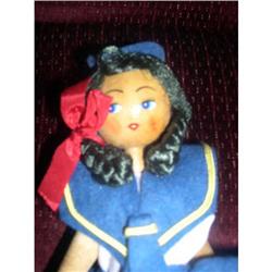 Polish Wooden Doll  Girl blue and white dress #1488181