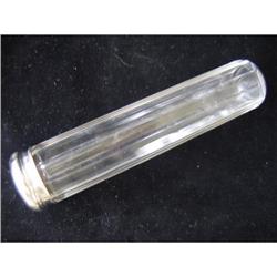 Crystal/Glass Single Cigar Jar Silver Lid #1488279