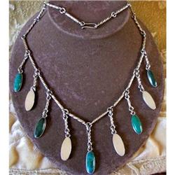 Mexico Sterling, Malachite, Turquoise Necklace #1488300