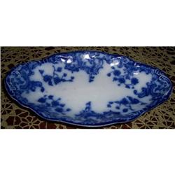 W.H. Grindley Marie Flow Blue Oval Relish Bowl #1488308
