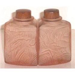 Pink Satin Glass Art Deco Lotion Bottles  #1488362