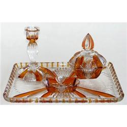 Bohemian  Crystal Pressed Glass Vanity Set #1488363