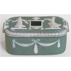 Schafer & Vater Green Jasperware Hair Receiver #1488377