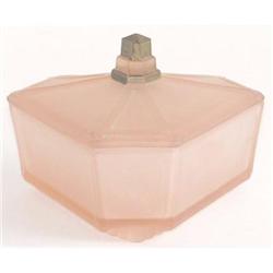 Geometric Pink Satin Glass Art Deco Powder Jar #1488380