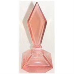 Pink Cut Crystal Art Deco Perfume Bottle  #1488382