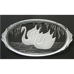 SWANS Clear and Satin Pressed Glass Vanity Tray#1488388