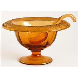 Amber Elegant Glass Gold Trim 2 Pc Mayo #1488404