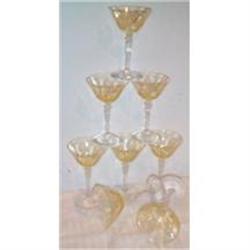 Eight Fostoria Trojan Topaz Wine Goblets #1511389