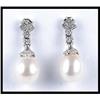 Image 1 : 18K WHITE GOLD PEARL DIAMOND DANGLE EARRINGS #1511404