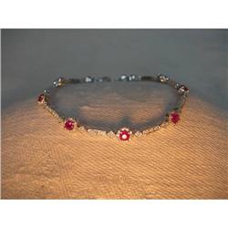 Estate 14K WG White Gold Ruby Diamond Bracelet #1511467