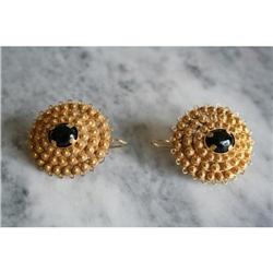 a pair of gold with canetille and onyx ear #1511536