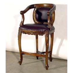 FRENCH VICTORIAN MAHOG LEATHER BAR STOOL CHAIR #1511746