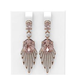 9.46 ctw Morganite & Diamond Earrings 18K Rose Gold - REF-509X3A