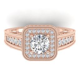 2 ctw Certified VS/SI Diamond Art Deco Halo Ring 14k Rose Gold - REF-258R2K